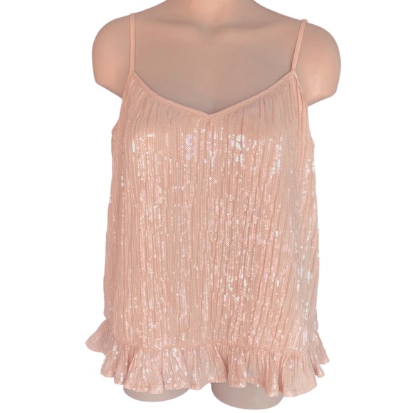 Anthropologie Tops - ANTHROPOLOGIE Amelie Camisole Top Sequins Pink Rose Size 10